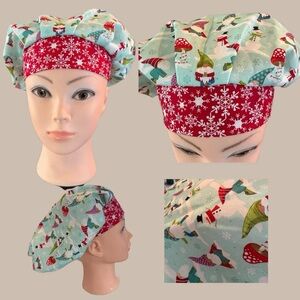 Scrub Cap with Holiday Gnome Print